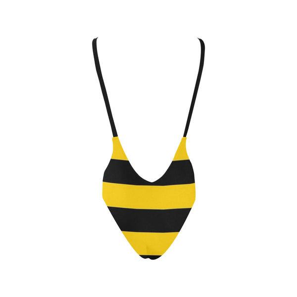 Yellow and black Sexy Low Back One-Piece Swimsuit (Model S09)