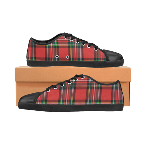Red Plaid Women's Canvas Shoes (Model 016) - kdb solution