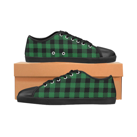 Green Plaid Women's Canvas Shoes (Model 016) - kdb solution