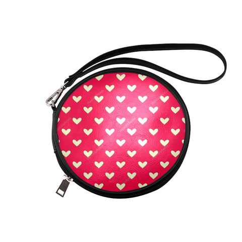 White Hearts Round Makeup Bag (Model 1625) - kdb solution