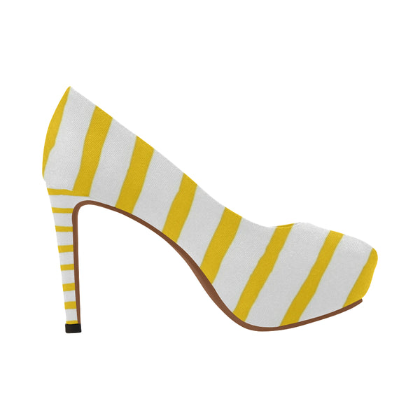 mustard and yellow Women's High Heels (Model 044)