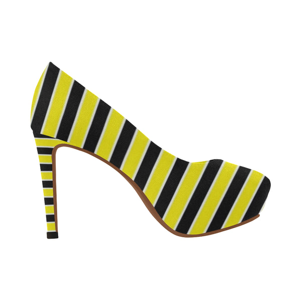 Yellow and black Women's High Heels (Model 044)