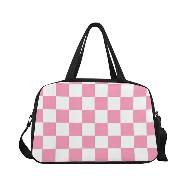 Pink and White Checkered Fitness/Overnight bag(Model 1671) - kdb solution