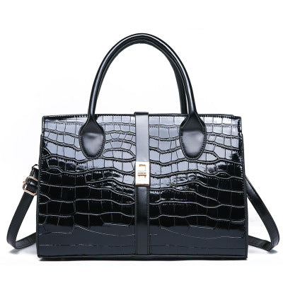 Crocodile Pattern Leather Tote Casual Big Satchel Purple Top-Handle Bag Bolsa Feminina - kdb solution