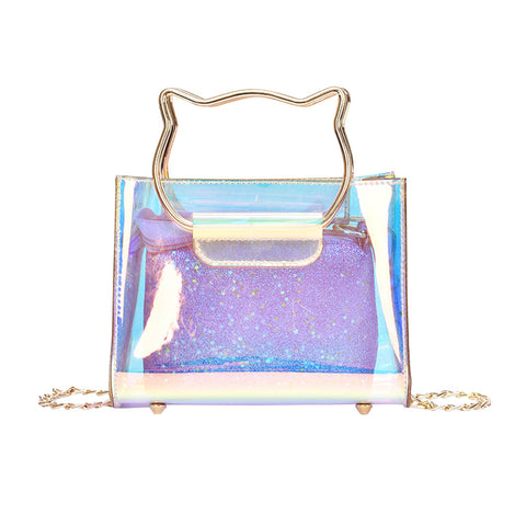 Transparent Chic Chain Crossbody Bag Shiny Clear Handbag Shoulder Bag - kdb solution