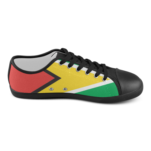 Guyana flag black Women's Canvas Shoes (Model 016) - kdb solution