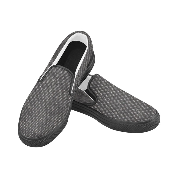 Black Denim Black sole Men's Slip-on Canvas Shoes (Model 019) - kdb solution