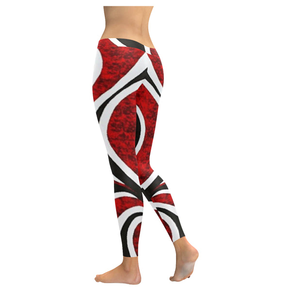 Red White and Black Low Rise Leggings (Invisible Stitch) (Model L05) - kdb solution