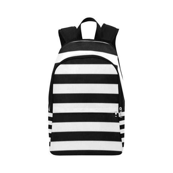 Black and White Strip Fabric Backpack for Adult (Model 1659) - kdb solution