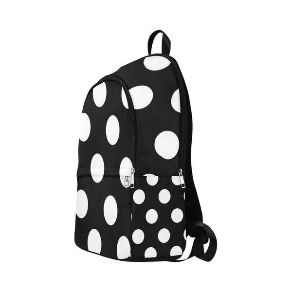 Black and White Poke a Dots Fabric Backpack for Adult (Model 1659) - kdb solution