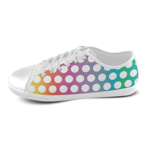 RainbowPolka Dots Women's Canvas Shoes (Model 016) - kdb solution