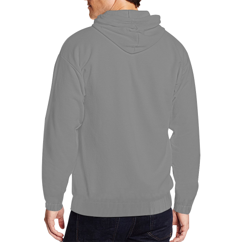Plain Grey All Over Print Full Zip Hoodie for Men (Model H14) - kdb solution