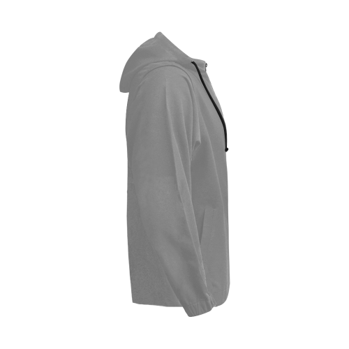 Plain Grey All Over Print Full Zip Hoodie for Men (Model H14) - kdb solution