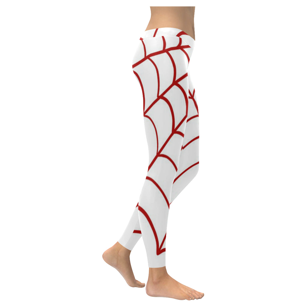 Red and White Spider Web Low Rise Leggings XXS-XXXXXL - kdb solution