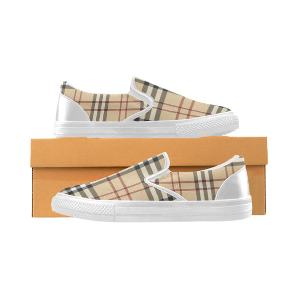 Women's Burberry Pattern Slip-on Canvas Shoes&#039;s - kdb solution