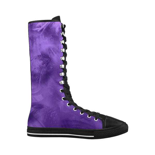Purple Canvas Long Boots For Women Model 7013H - kdb solution