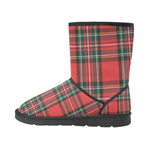 Red Plaid Custom High Top Unisex Snow Boots (Model 047) - kdb solution
