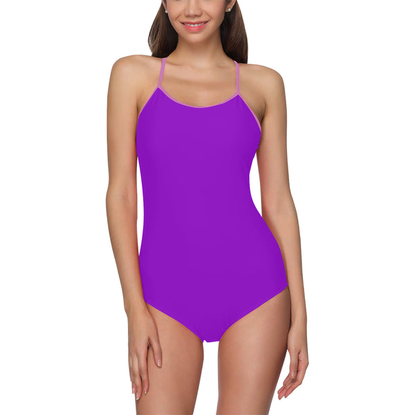 Purple One Piece Swimsuit ( Model S05) - kdb solution