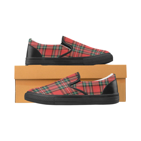 Red Plaid Women's Slip-on Canvas Shoes (Model 019) - kdb solution