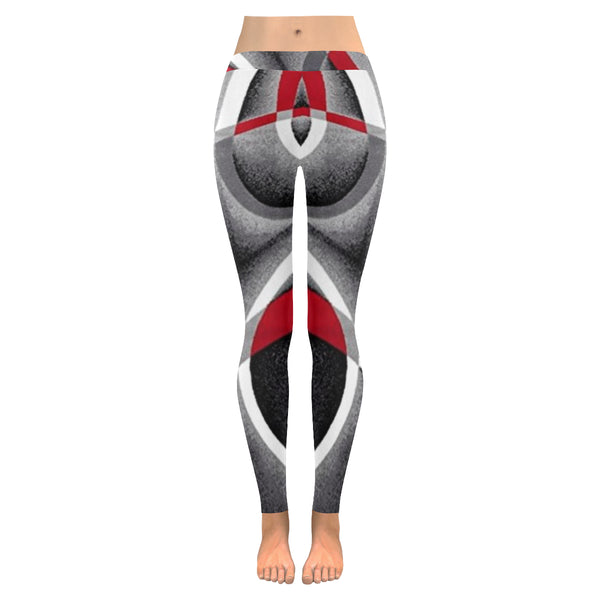 Red and Grey Low Rise Leggings (Invisible Stitch) (Model L05) - kdb solution