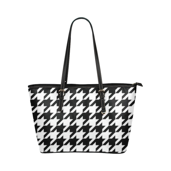 Black and White Pattern Leather Tote Bag/Small (Model 1651) - kdb solution