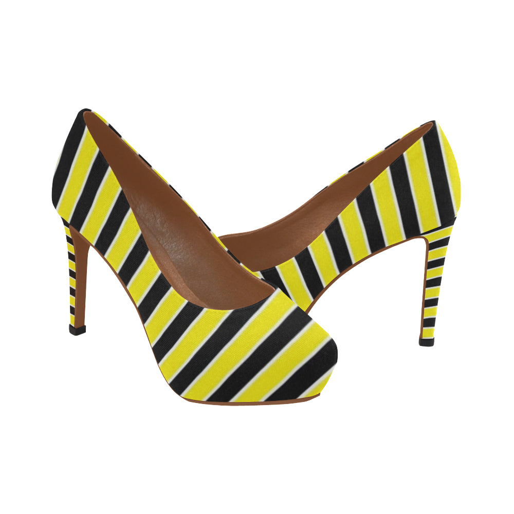 Yellow and black Women's High Heels (Model 044)