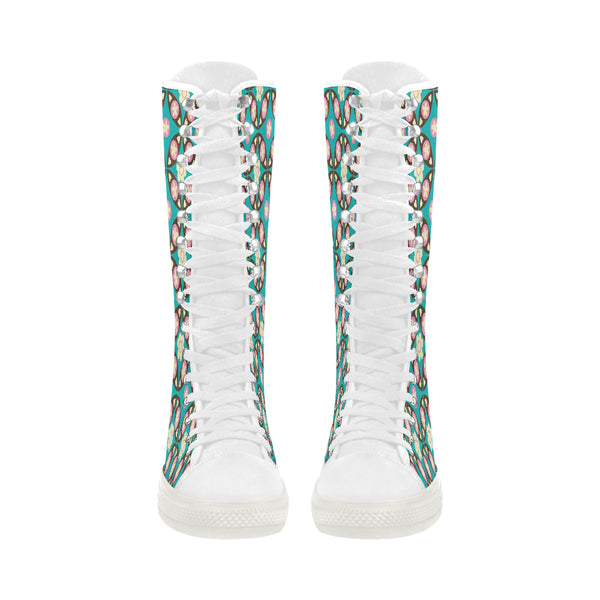 Flower Pattern Canvas Long Boots For Women Model 7013H - kdb solution