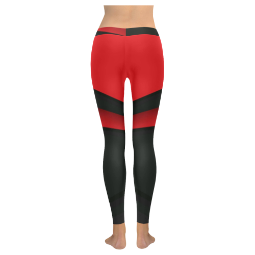 Black and Red 1 Low Rise Leggings (Invisible Stitch) (Model L05) - kdb solution
