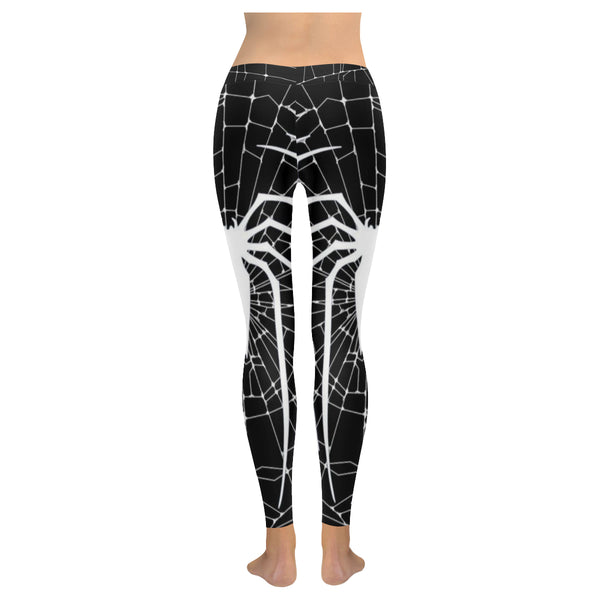 Black and White Spider Web Low Rise Leggings available in XXS -XXXXL - kdb solution