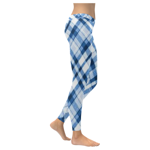Blue Checkered Low Rise Leggings (Invisible Stitch) (Model L05) - kdb solution