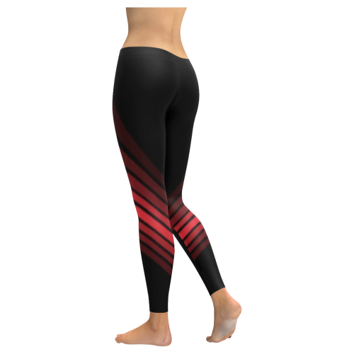 Red and Black Design 2 Low Rise Leggings (Invisible Stitch) (Model L05) - kdb solution