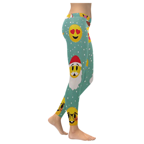 Christmas Emojis Low Rise Leggings (Invisible Stitch) (Model L05) - kdb solution