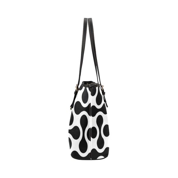 Black and White swirl Leather Tote Bag/Small (Model 1651) - kdb solution