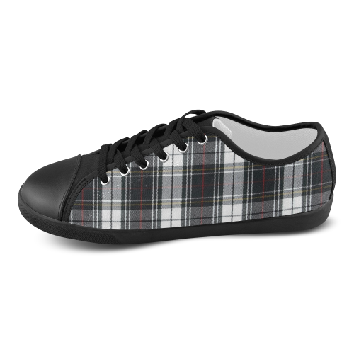 Black and White Plaid with touch of red Women's Canvas Shoes (Model 016) - kdb solution