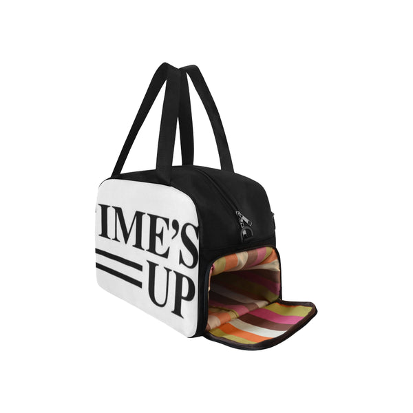 Times up white and black Weekend Travel Bag (Model 1671) - kdb solution