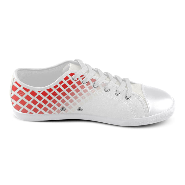 Women's Red and White Faded Diamond Canvas Shoe &#039;s - kdb solution