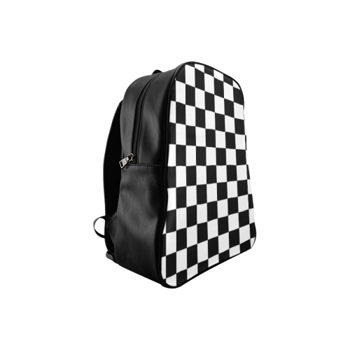 Black and White Checkered Pattern School Backpack/Large (Model 1601) - kdb solution
