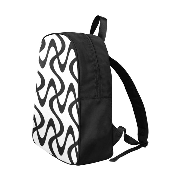 Black  and White design Fabric School Backpack (Model 1682) (Large) - kdb solution