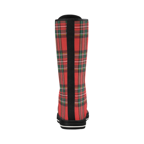 Red Plaid Canvas Long Boots For Women Model 7013H - kdb solution