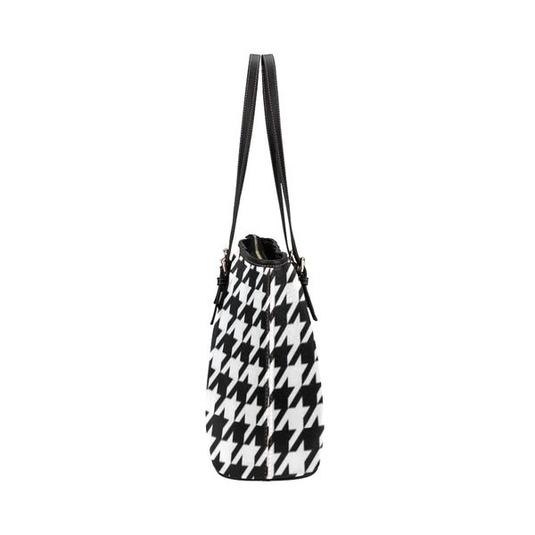 Black and White Pattern Leather Tote Bag/Small (Model 1651) - kdb solution