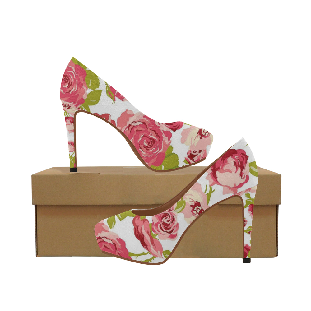 Dominique Pink Flowers Women's High Heels (Model 044) - kdb solution