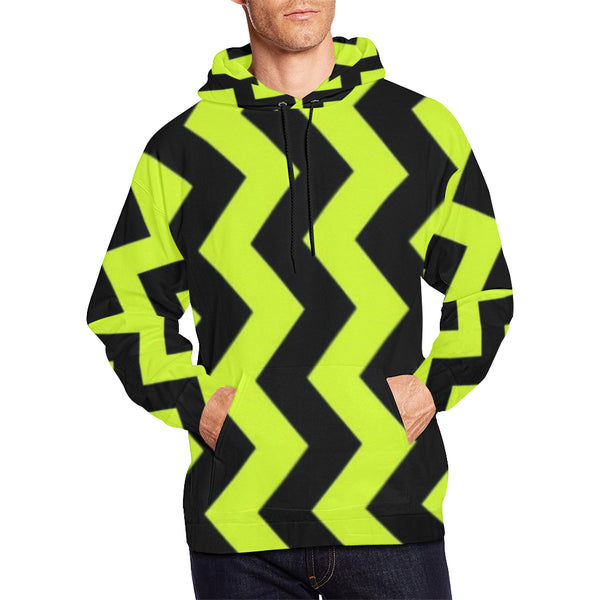 Black and Yellow All Over Print Hoodie for Men (USA Size) (Model H13) - kdb solution