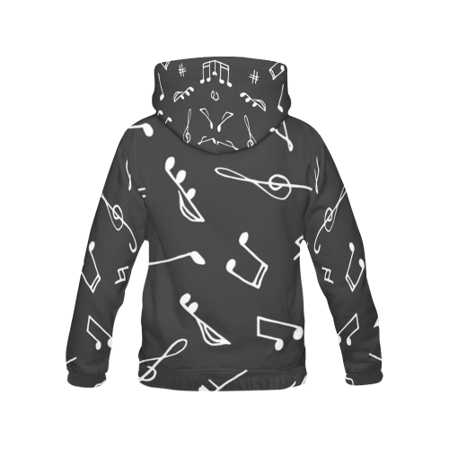 Music Notes Black Women's All Over Print Hoodie (USA Size) (Model H13) - kdb solution