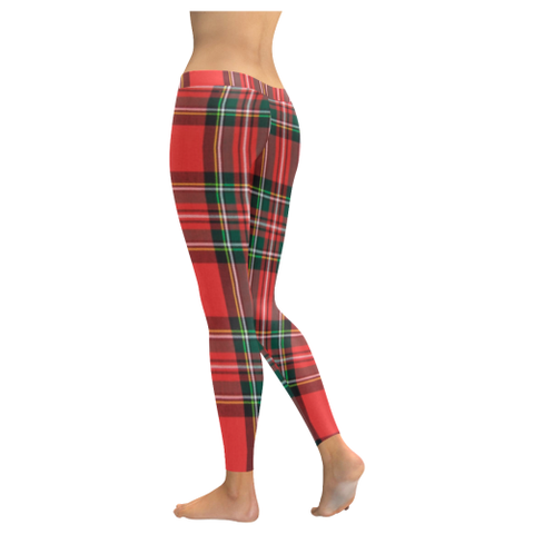 Red Plaid Low Rise Leggings (Invisible Stitch) (Model L05) - kdb solution