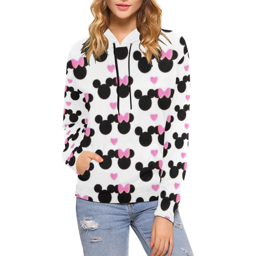 Minnie All Over Print Hoodie for Women (USA Size) (Model H13) - kdb solution