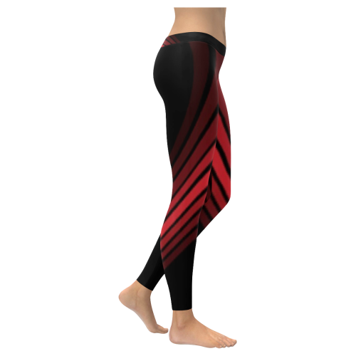Red and Black Design 2 Low Rise Leggings (Invisible Stitch) (Model L05) - kdb solution