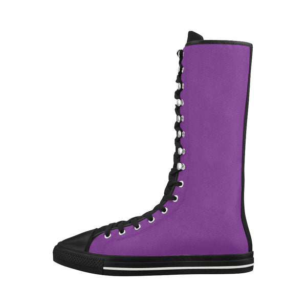 Purple Canvas Long Boots For Women Model 7013H - kdb solution
