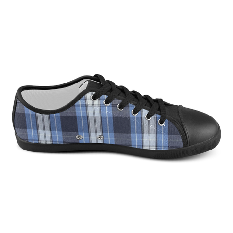 Blue Plaid Women's Canvas Shoes (Model 016) - kdb solution