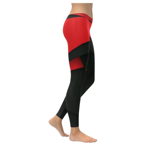 Black and Red 1 Low Rise Leggings (Invisible Stitch) (Model L05) - kdb solution
