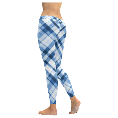 Blue Checkered Low Rise Leggings (Invisible Stitch) (Model L05) - kdb solution